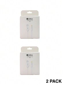Pack 2 Piezas Cable USB Para iPhone iPad 2.1A 1 Metro Cajita Blanco 1Hora