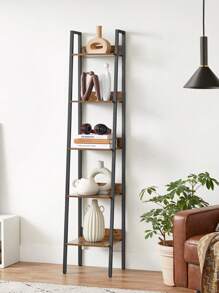 VASAGLE Bücherregal, Leiterregal 5 Ebenen, schmales Regal, offenes Standregal für Arbeitszimmer, Wohnzimmer, Schlafzimmer, Küche, Industrie-Design