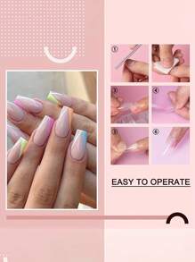 960 Cái/hộp Full Cover Móng Tay Giả Gel Mềm Đầu Trung Bình Dài Vuông Nửa Mờ Trong Suốt Mở Rộng Nhanh Ấn Vào Móng Tay Cho DIY Nail Salon Và Đồ Dùng Làm Móng Tại Nhà - Trong sáng - Xem 3