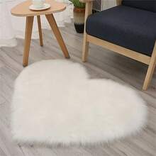 1pc Heart-shaped Carpet Mat For Bedroom Bedside, Sofa Cushion, Foot Pad, Soft And Durable, Peach Pink - White - View 4