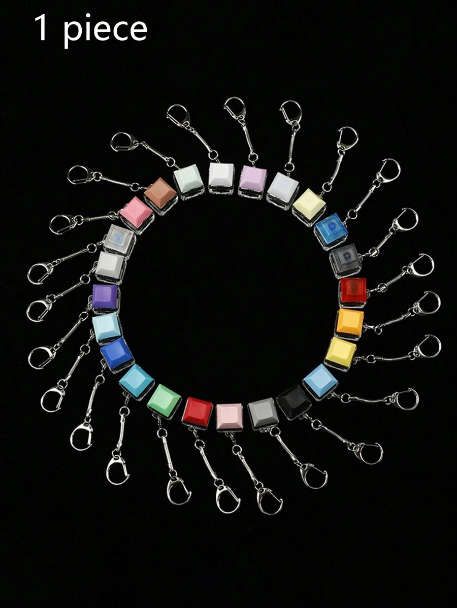 1pc Cyberpunk Style Mechanical Keyboard Tester Stress Relief Keychain, Relieves Restlessness And Anxiety - White - View 1