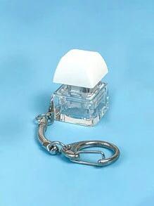 1pc Cyberpunk Style Mechanical Keyboard Tester Stress Relief Keychain, Relieves Restlessness And Anxiety - White - View 3