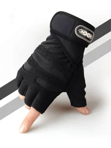 1 Pair Unisex Sport Fingerless Gloves, Suitable For Fitness, Outdoor Cycling, Climbing, Non-Slip Wrist Protection,Black Gloves, Gym