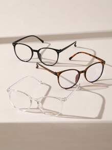 4 件裝女式黑色粉色透明圓形眼鏡透明淺色眼鏡適合返校日常服裝配飾 - 彩色 - 查看 2