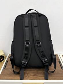 1 pieza Mochila casual de gran capacidad y elegante con colgante de oso, adecuada para uso diario de niñas, escuela y salidas. Mochila escolar de gran capacidad para adolescentes, mujeres, estudiantes universitarios, secundaria y preparatoria. Vuelta a clases, mochila escolar, gran capacidad, portátil, compartimento para laptop, para adolescentes, mujeres, estudiantes universitarios, niños y hombres, universidad - Negro - Ver 4