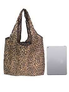 豹紋摺疊可重複使用購物袋，便攜式雜貨袋 - 彩色 - 查看 4