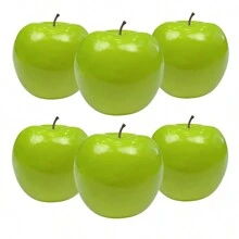 6pcs Faux Green Apples, Artificial Apples, Realistic Fake Fruit Decoration For Home Kitchen Restaurant Table Party Decoration & Photography Prop - 6 green apples - View 2