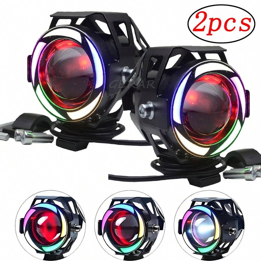 Faros Ojo Angel Motocicleta Colorida Led Faro 2pcs - Blanco - Ver 1