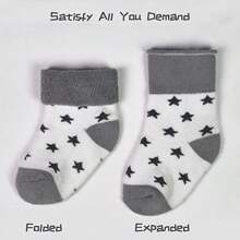 ELUTONG Baby Boys Socks Thick Terry Socks, 10 Pairs (0-3years Old) For Newborn Boys Girls,Cute Warm Ankle Crew Socks Set - 灰+藍(10只裝) - 查看 3