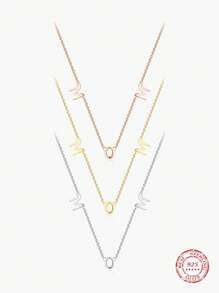 MODIAN 經典設計 925 純銀字母媽媽吊墜項鍊適合女士媽媽媽媽母親節生日聖誕節甜蜜禮物