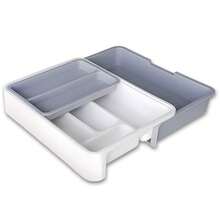 Kitchen Drawer Organizer - Expandable Silverware Organizer/Utensil Holder And Cutlery Tray With Drawer Dividers For Makeup, Stationeryand Kitchen Utensils - Gray White - View 1