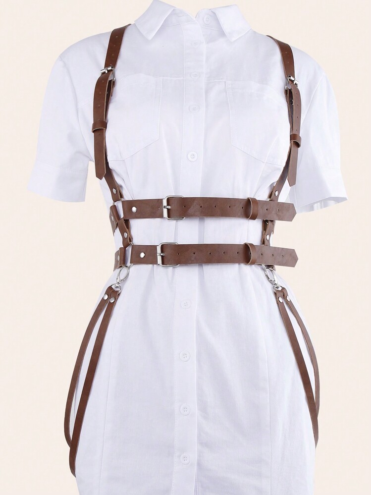 1ピース レディース レザー ボンテージベルト サスペンダー パンク