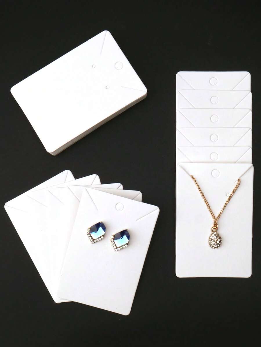 50 件耐用珠寶展示卡適用於項鍊、耳環存放 - 白色 - 查看 1