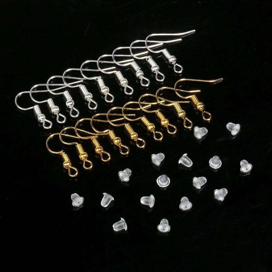 100 Cái/lốc Không Gây Dị Ứng Bông Tai Móc Bộ Phối Màu Mở Nhảy Nhẫn Nút Tai Cho Tự Làm Trang Sức Làm - Nhiều màu - Xem 1