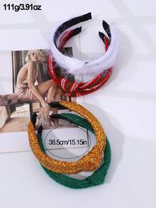 4 cái/bộ băng đô Giáng sinh, phụ kiện tóc thời trang cho nữ với thiết kế nút thắt chữ thập màu đỏ và xanh lá cây cho trang phục dự tiệc ngày lễ hình tai hươu - Nhiều màu - Xem 6
