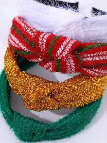 4 cái/bộ băng đô Giáng sinh, phụ kiện tóc thời trang cho nữ với thiết kế nút thắt chữ thập màu đỏ và xanh lá cây cho trang phục dự tiệc ngày lễ hình tai hươu - Nhiều màu - Xem 5