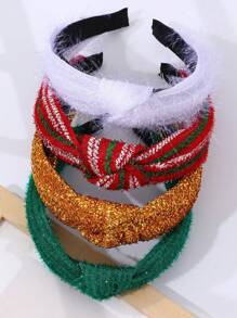 4 cái/bộ băng đô Giáng sinh, phụ kiện tóc thời trang cho nữ với thiết kế nút thắt chữ thập màu đỏ và xanh lá cây cho trang phục dự tiệc ngày lễ hình tai hươu - Nhiều màu - Xem 1