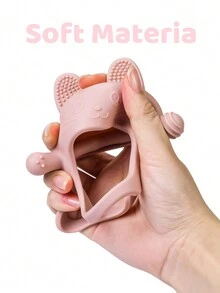 1pc Baby Teether Mitten, Silicone Teether Anti-Drop Baby Teething Toy, Baby Chew Toys, For Sucking Needs, For Breast Feeding Babies, Teething Mitten Silicone Baby Gloves - Dusty Pink - View 6