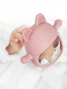 1pc Baby Teether Mitten, Silicone Teether Anti-Drop Baby Teething Toy, Baby Chew Toys, For Sucking Needs, For Breast Feeding Babies, Teething Mitten Silicone Baby Gloves - Dusty Pink - View 2