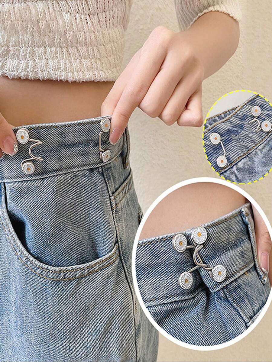 1Pc Invisible Adjustable Waist Reduction Buckle Pin (Without Cardboard) - White - View 1