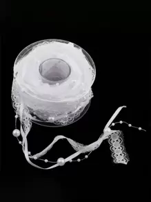 1 件 3 米人造珍珠链蕾丝丝带带花边手持花束装饰条适用于生日和婚礼场景布置，DIY 装饰配件（不含塑料轴），圣诞节