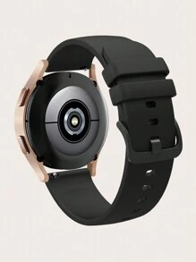 1pc 18mm/20mm/22mm Universal Fashionable Flat Black Silicone Watch Band Strap Suitable For /Mi/Garmin/Amazfit