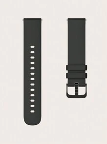 1pc 18mm/20mm/22mm Universal Fashionable Flat Black Silicone Watch Band Strap Suitable For /Mi/Garmin/Amazfit