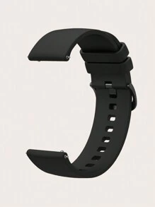 1pc 18mm/20mm/22mm Universal Fashionable Flat Black Silicone Watch Band Strap Suitable For /Mi/Garmin/Amazfit