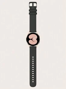 1pc 18mm/20mm/22mm Universal Fashionable Flat Black Silicone Watch Band Strap Suitable For /Mi/Garmin/Amazfit