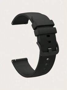 1pc 18mm/20mm/22mm Universal Fashionable Flat Black Silicone Watch Band Strap Suitable For /Mi/Garmin/Amazfit