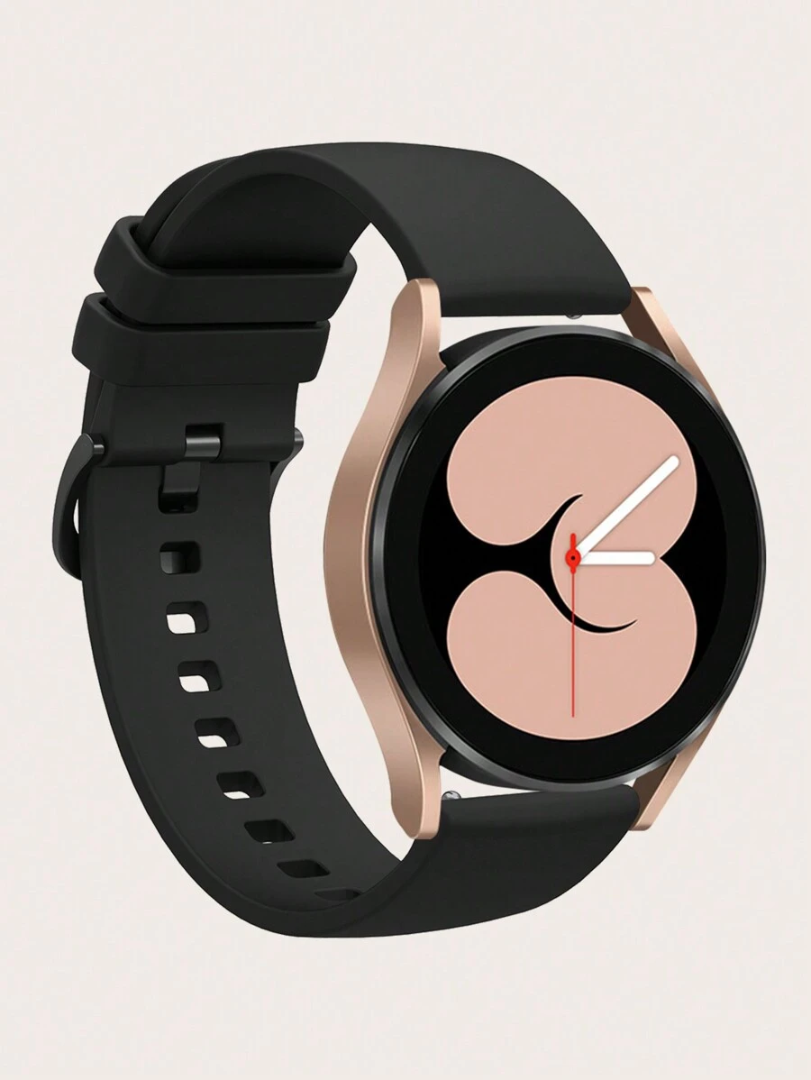 1pc 18mm/20mm/22mm Universal Fashionable Flat Black Silicone Watch Band Strap Suitable For /Mi/Garmin/Amazfit