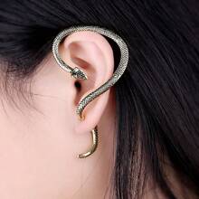 1pc Ladies' Antique Gold-Tone Punk Gothic Style Twisted Snake Earring For Festivals - Bronze - View 1
