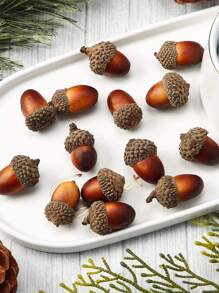 10 件人造橡子、栗子和堅果聖誕裝飾、感恩節和聖誕節餐桌裝飾