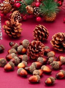 10 件人造橡子、栗子和堅果聖誕裝飾、感恩節和聖誕節餐桌裝飾