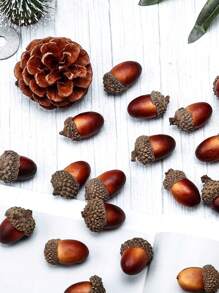 10 件人造橡子、栗子和堅果聖誕裝飾、感恩節和聖誕節餐桌裝飾