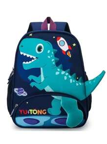 Boys' Backpack Dinosaur Pattern Cartoon Bookbag For 2-6 Year Old Kids, With Anti-lost Buckle
