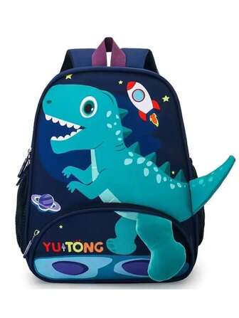 Mochila De Dinosaurio Con Patrón De Dibujos Animados Para Niños De 2 A 6 Años Con Hebilla Anti-pérdida