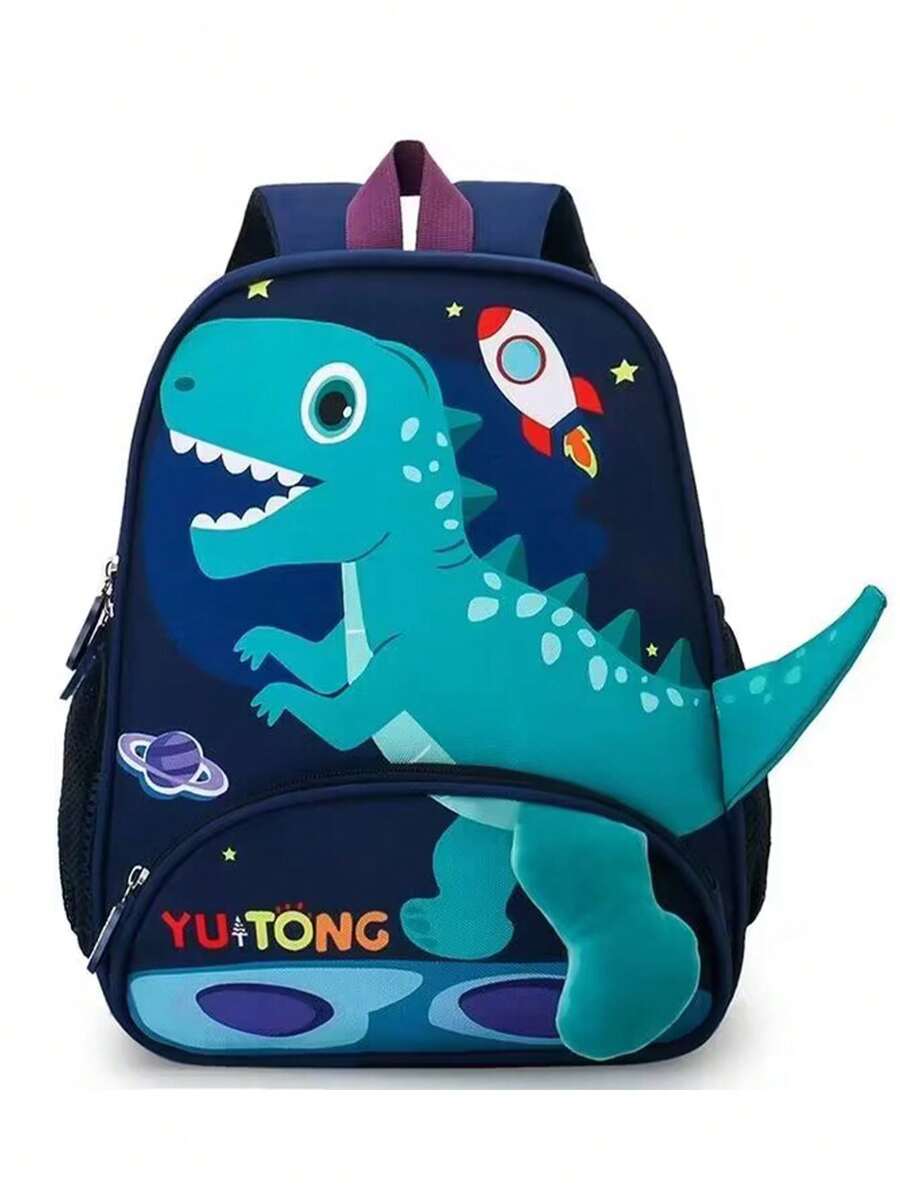 Boys' Backpack Dinosaur Pattern Cartoon Bookbag For 2-6 Year Old Kids, With Anti-lost Buckle