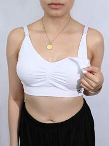Brasier de Lactancia, Bra sin Varilla Sujetadores Cómodos Top Lactancias para Dormir, Para mujeres Embarazadas Sujetador sin Costuras, cómodo Tirantes Ajustables S/M y XXL/XXXL - Blanco - Ver 2