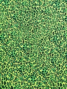 加豹紋蝙蝠翼袖服裝開衩下擺長罩衫裙海灘連衣裙 - 綠色 - 查看 8