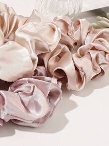 5件套粉色缎面大蝴蝶结发圈甜美风马尾发圈，粉色配饰发绳，休闲化妆居家健身女士配饰头饰弹力发带美容家居发饰 - 彩色 - 查看 2