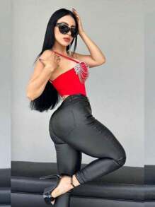 Pantalon de vinipiel - Negro - Ver 2