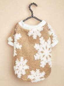 1pc Polyester Plush Christmas Element Snowflake Pattern Pet Sweatshirt For Both Cats And Dogs, Autumn And Winter - Multicolor - View 1