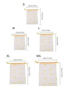 5 cái Túi lưu trữ dây rút in hoa cúc - trắng - Xem 2
