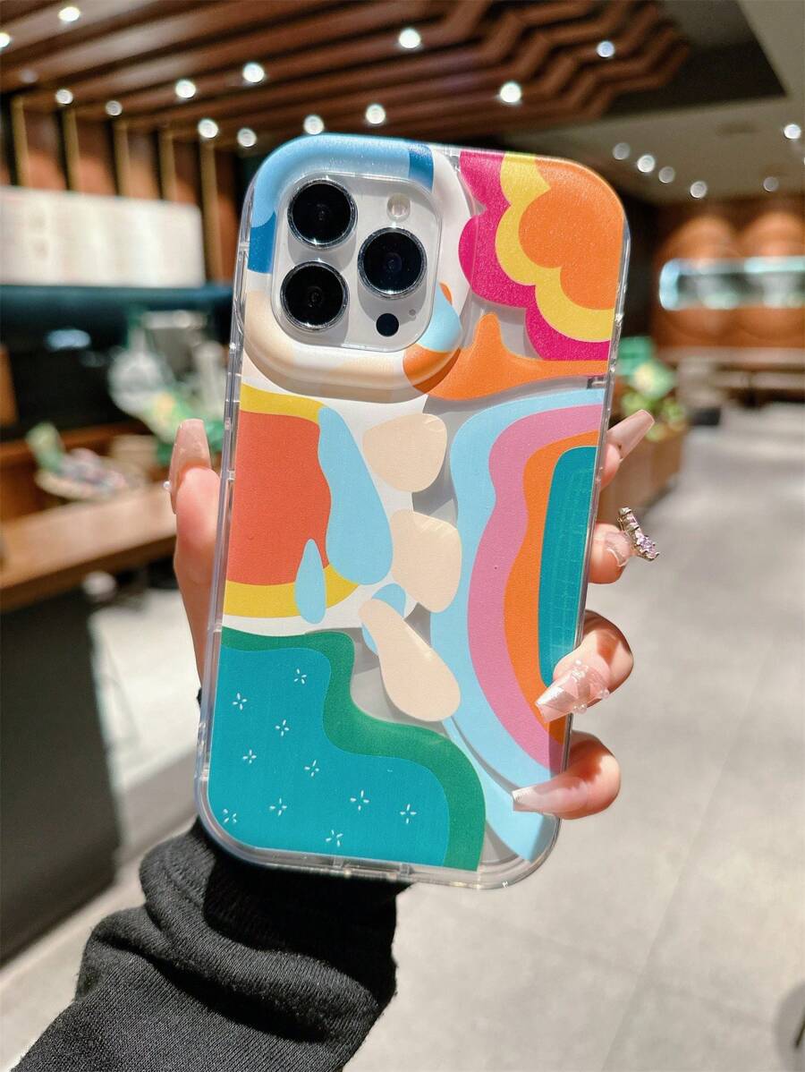 1入組幾何波紋紋理手機殼,適用於14plus/13promax/12/11/7g/7p/ix/xr/xs Max - 彩色 - 查看 1