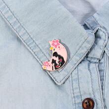 1 Miếng Cá nhân hóa Creative & Đáng yêu & Thiết kế độc nhất Toàn trận Mặt trăng Hình dạng Hợp kim Trâm cài Thích hợp Đối với Mặc hàng ngày - Phong cách - Xem 3