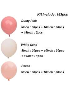 183pcs Beige Peach Pink Balloon Garland Arch Kit Rustic Wedding Baby Shower Girl Birthday Decorations Balloons Engagement Christening Party Decor - Multicolor - View 2