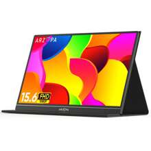 ARZOPA 便携式显示器，15.6 英寸 1080P FHD 笔记本电脑显示器 USB C HDMI 兼容电脑显示器 HDR 护眼外接屏幕智能保护套适用于 PC 手机  Switch PS5-S1 桌子 - 黑色 - 查看 3