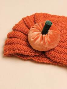 1pc Baby Pumpkin Knit Hat - Yellow - View 4