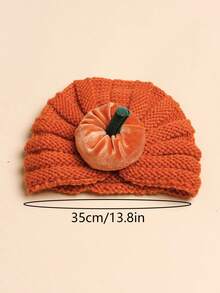 1pc Baby Pumpkin Knit Hat - Yellow - View 3